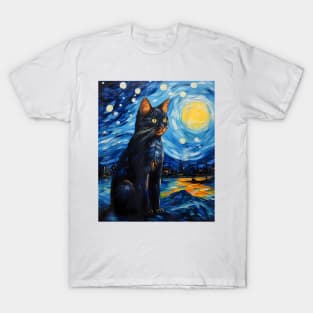 Aesthetic-Surrealism-Starry-Night-Cyprus-Cat-T-Shirt T-Shirt